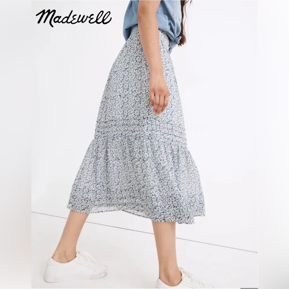 Madewell Re)sourced Georgette Pintuck Maxi Skirt in Sunflower Field - Size: XXS